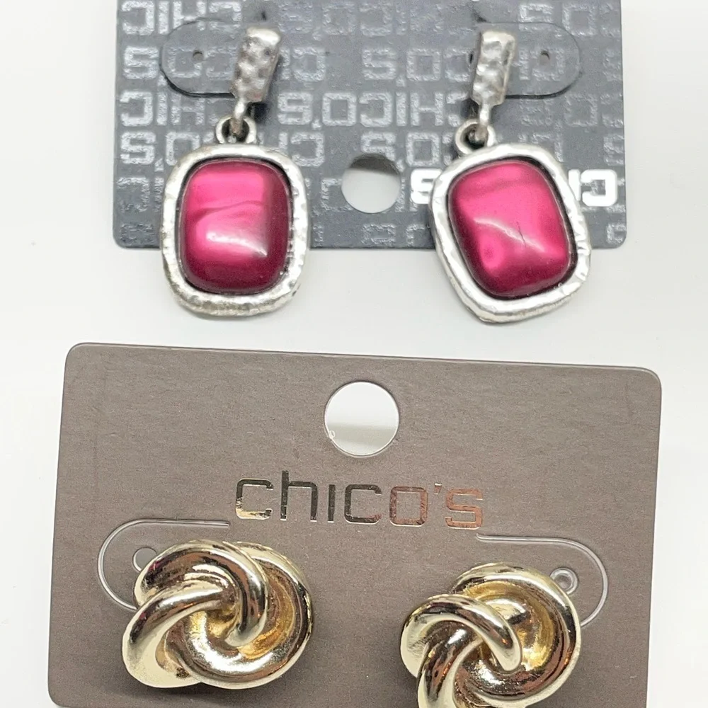Chico's Silver and Pink Earrings Set